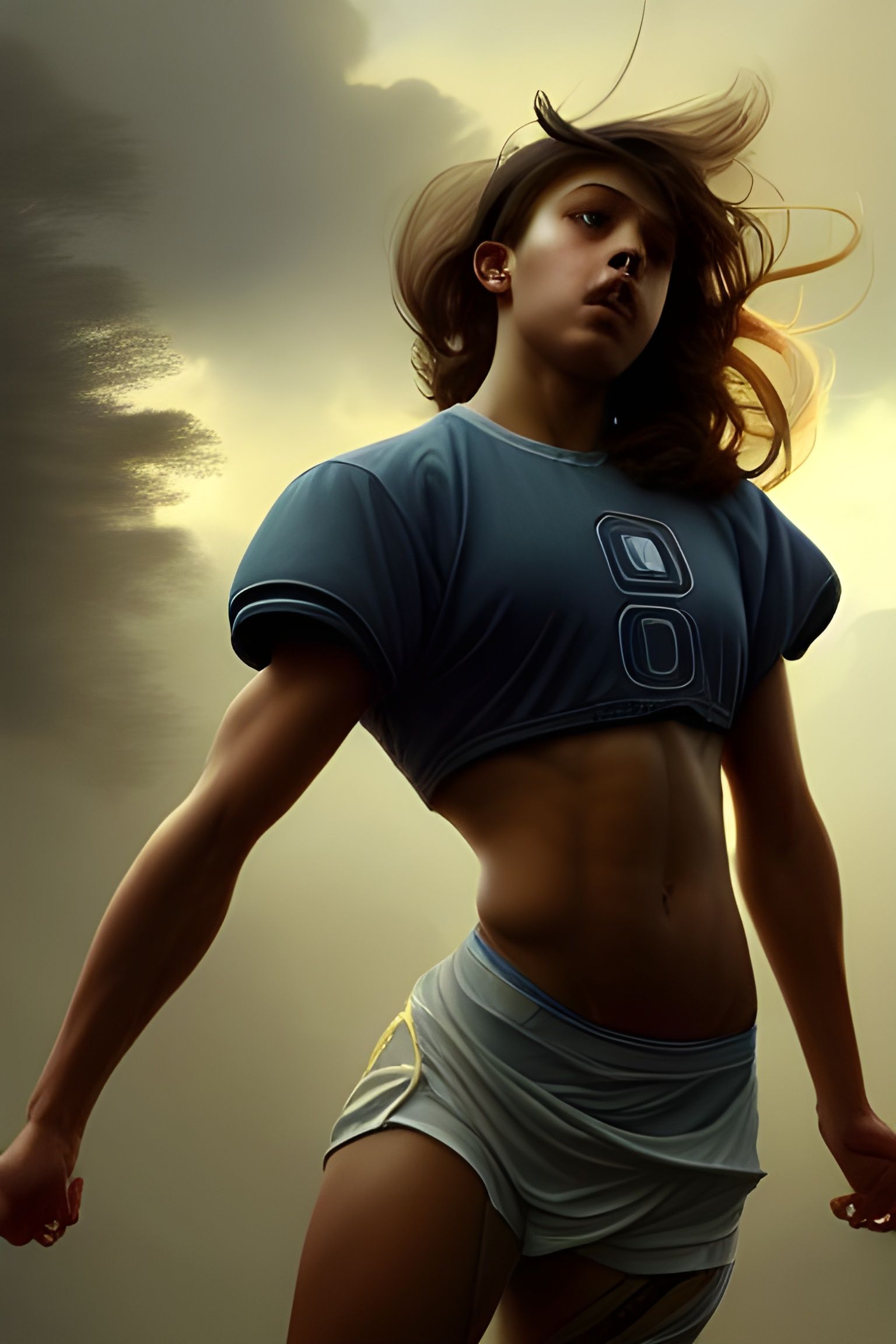 Epic Portrait of Young Athlete in Digital Art Style