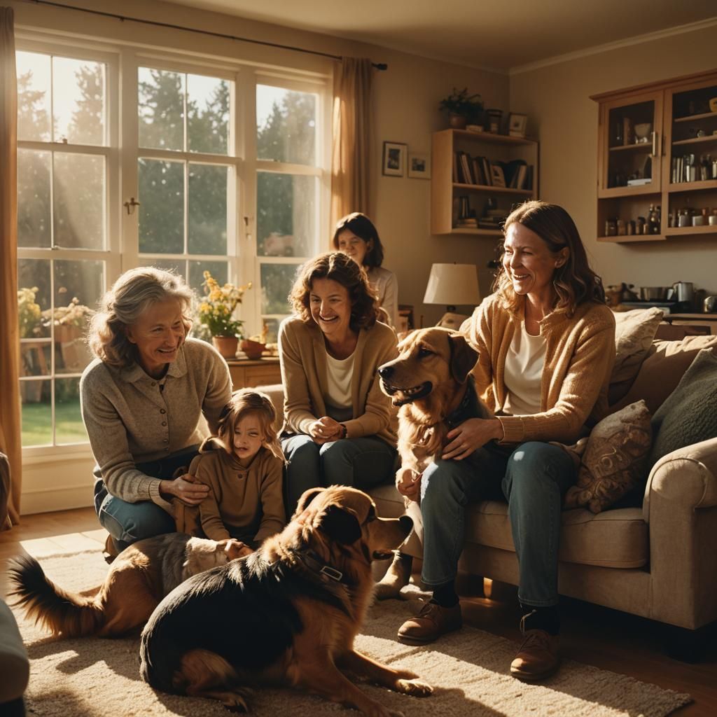 Cozy Family Gathering in Golden Hour Light