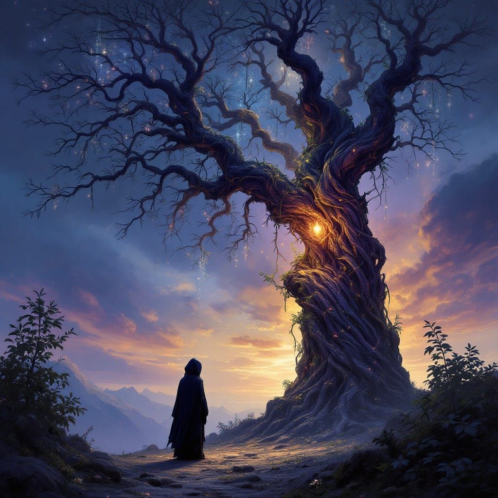 Mysterious Contemplation in the Ancient Forest