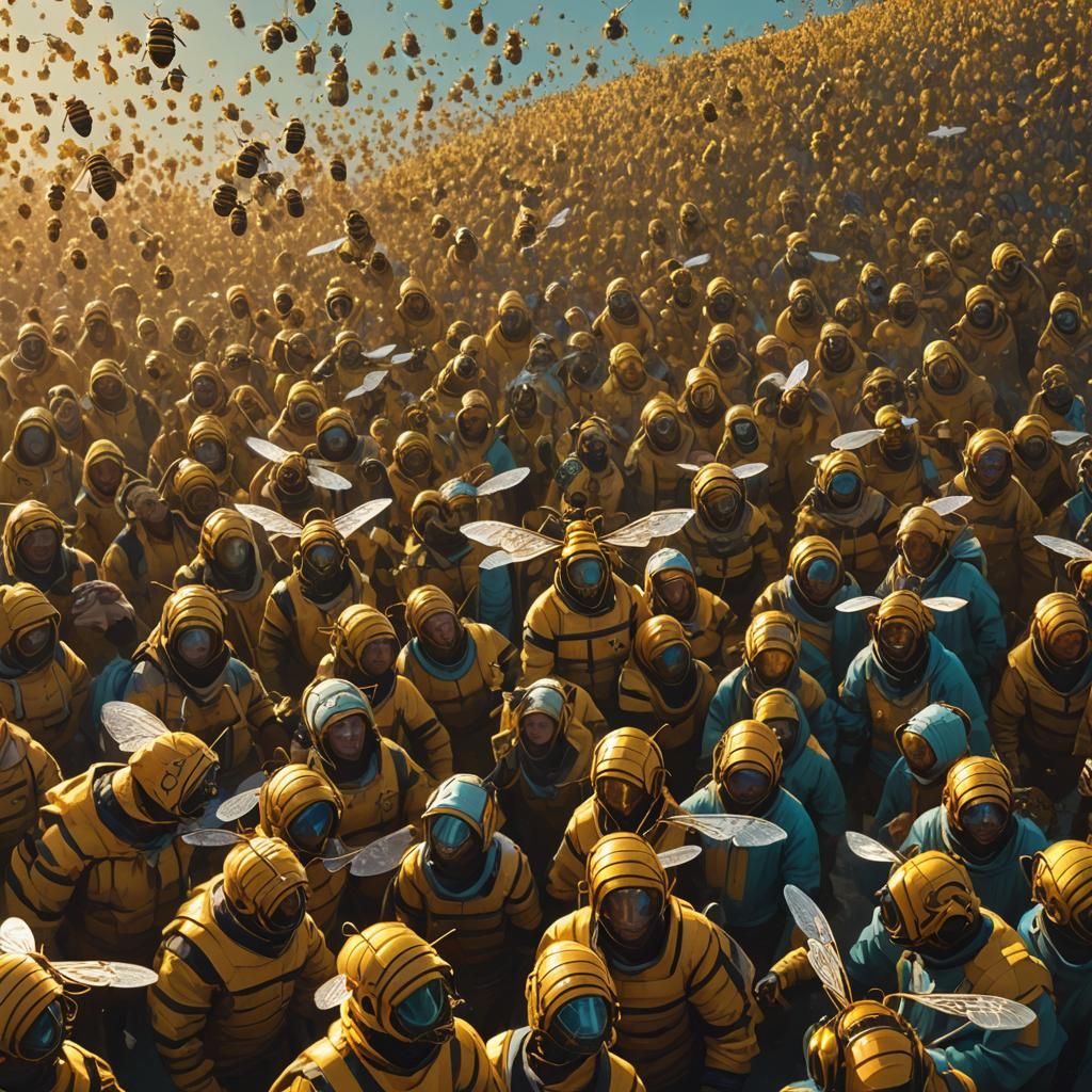Bee-Costumed Magic Practitioners Descend, Hyperrealistic Spl...