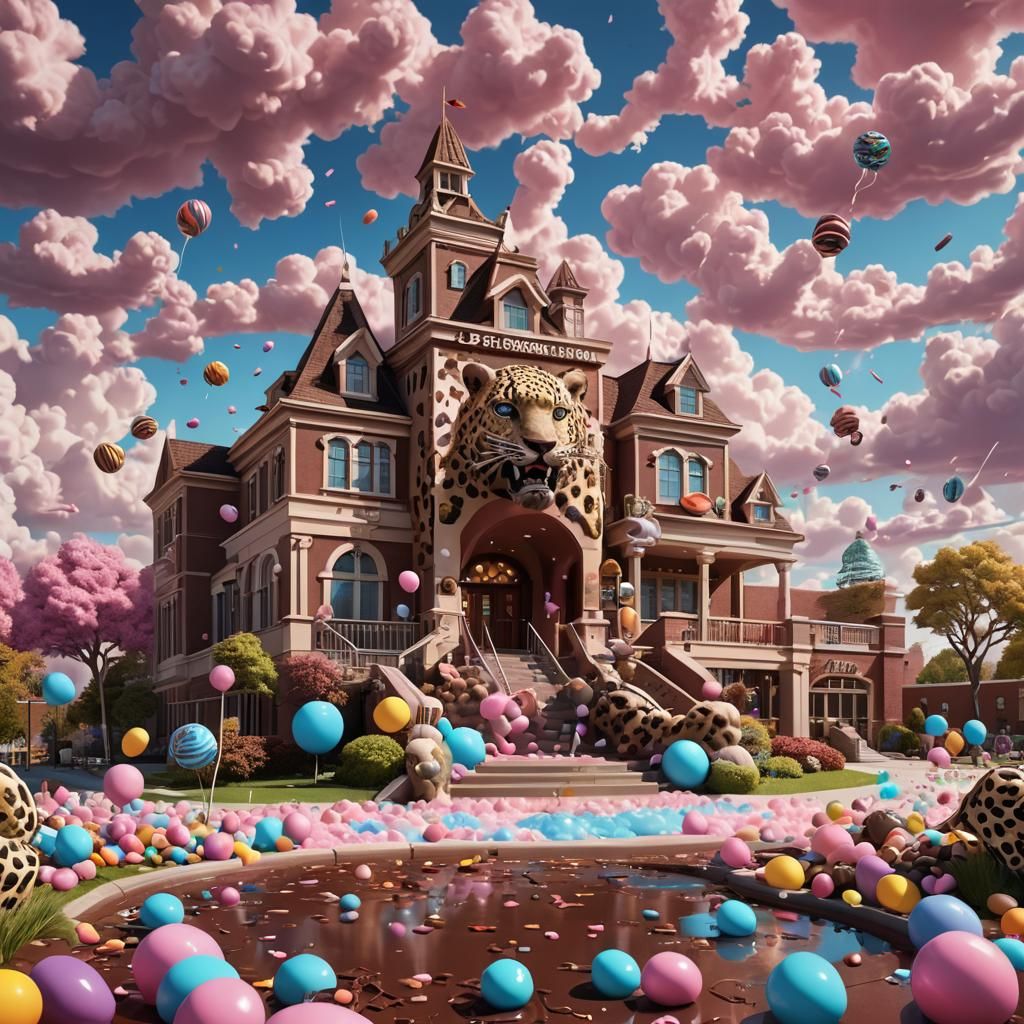 Chocolate Wonderland: A Cartoon Leopard's Elementary School