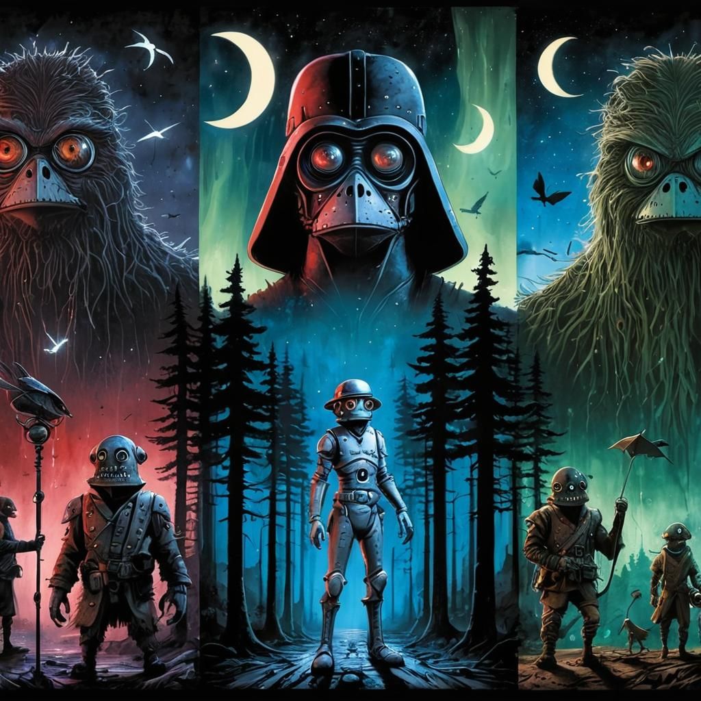 Steampunk Zeppelin Surveils Rainforest Cryptid Fight