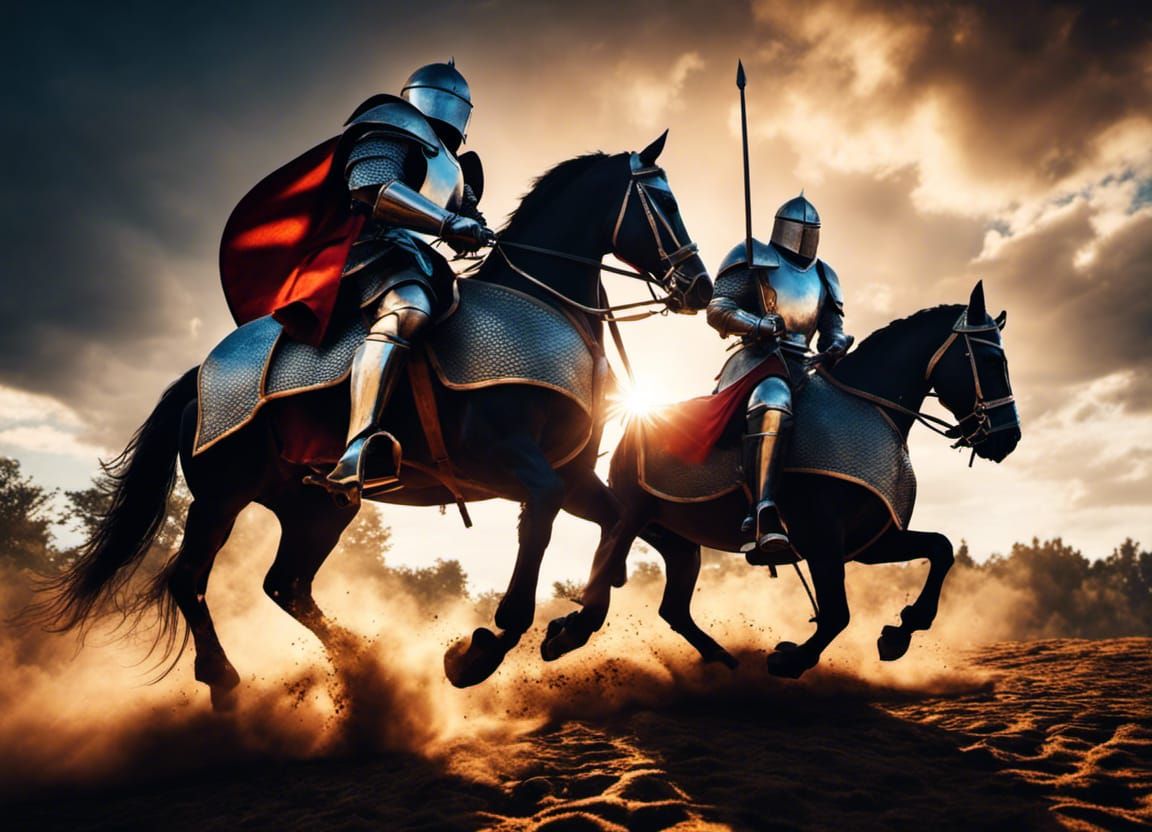 Two Medieval Knights Jousting