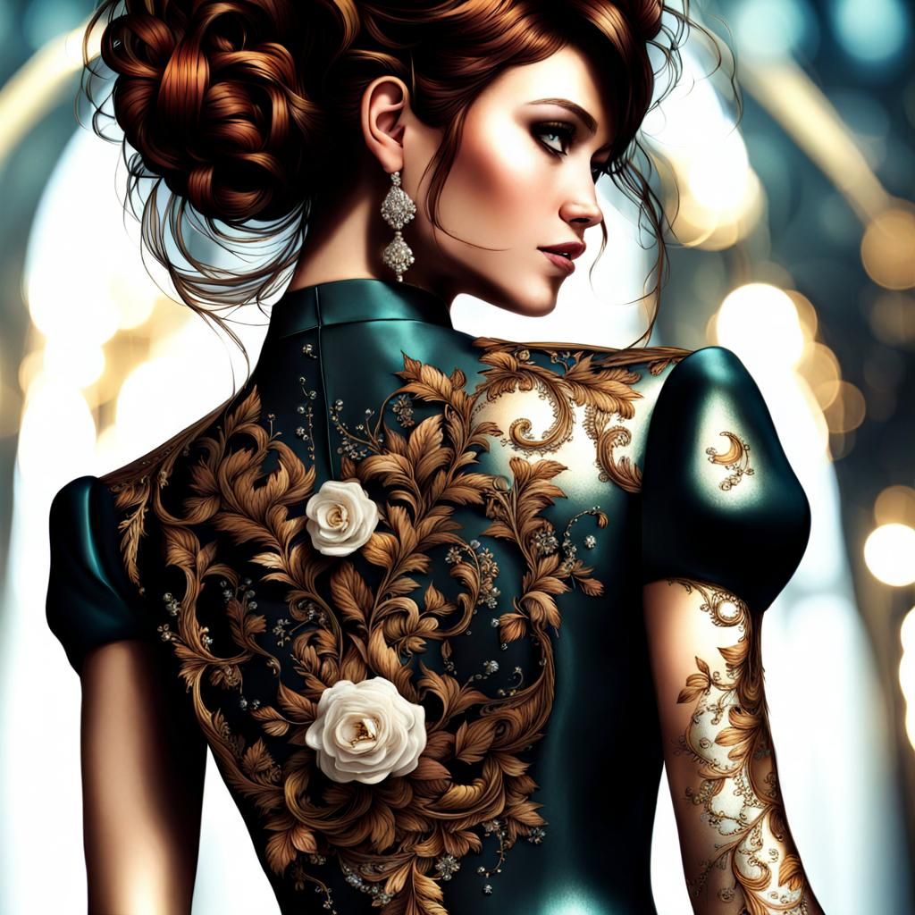 Elegant Wedding Dress AI Image