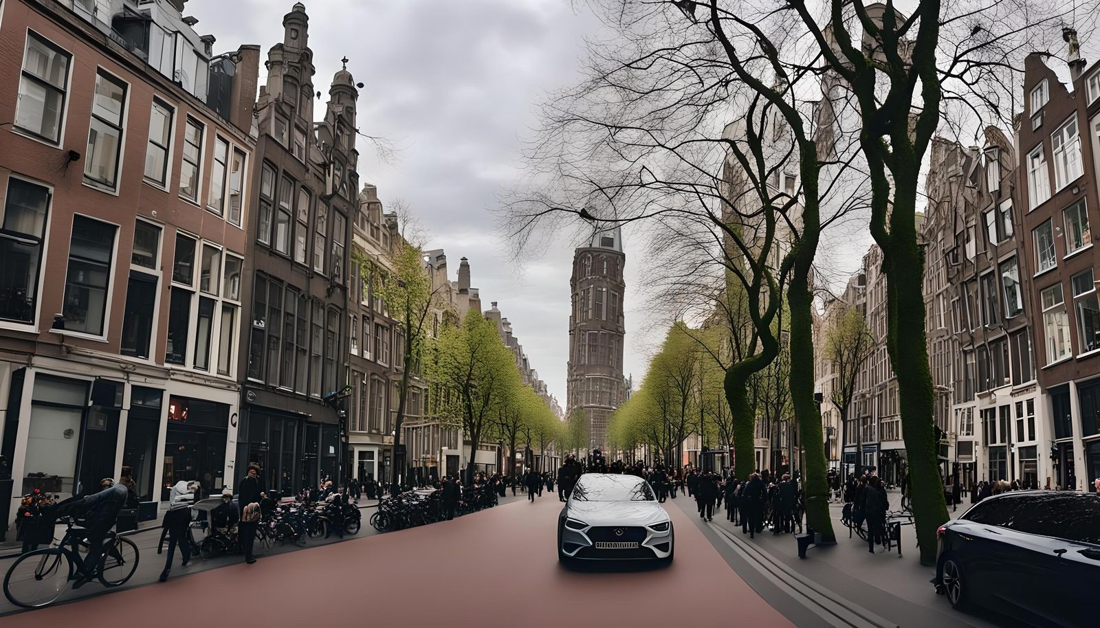Amsterdam Street Scene with Cars and Buildings