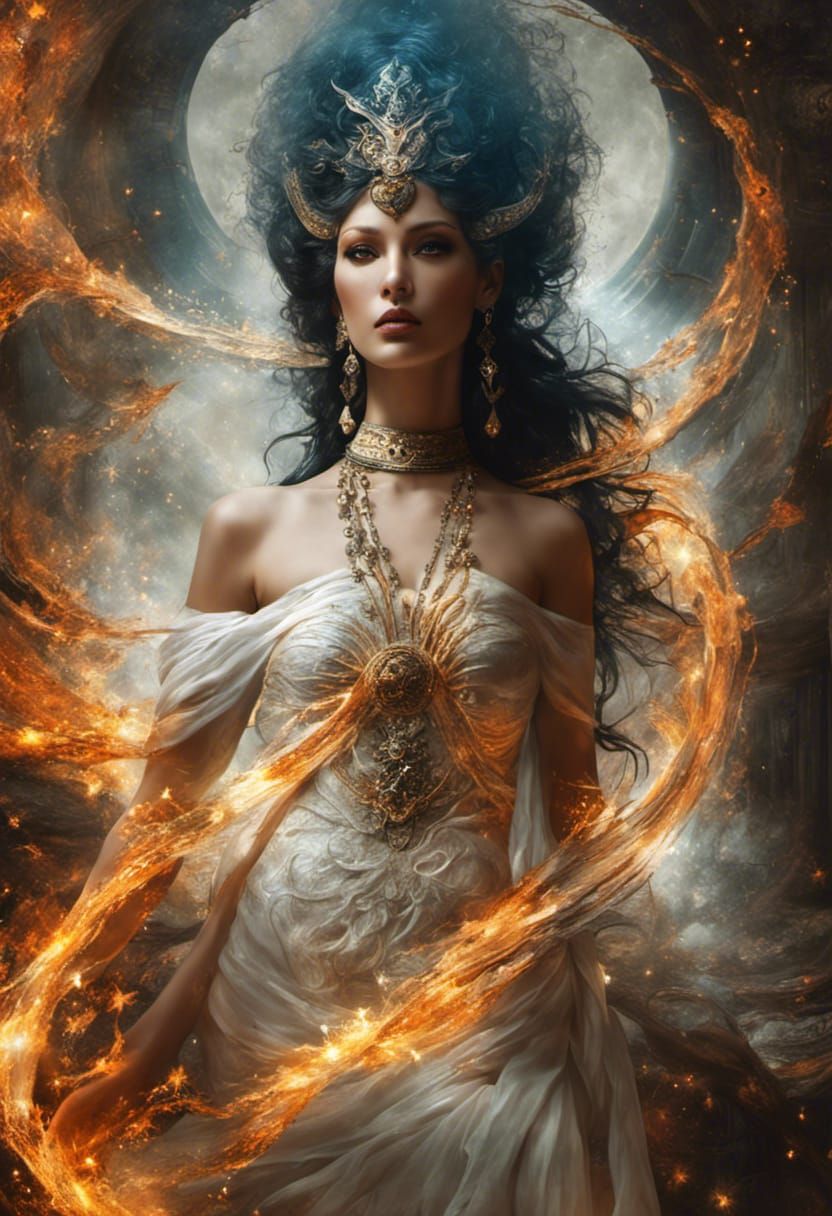 Fire Djinn Goddess in Dark Greek Underworld