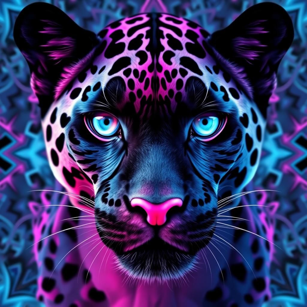 Fractal Black Panther Avatar in Sacred Geometry Style