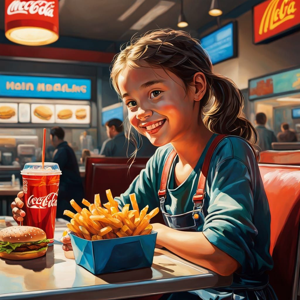 une jeune fille mange un bon Burger