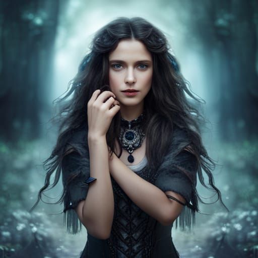Steampunk Maiden in Magical Forest Portrait