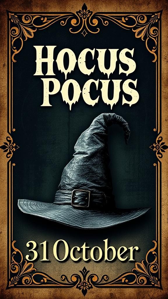 Spooky Halloween Ticket with Witch's Hat