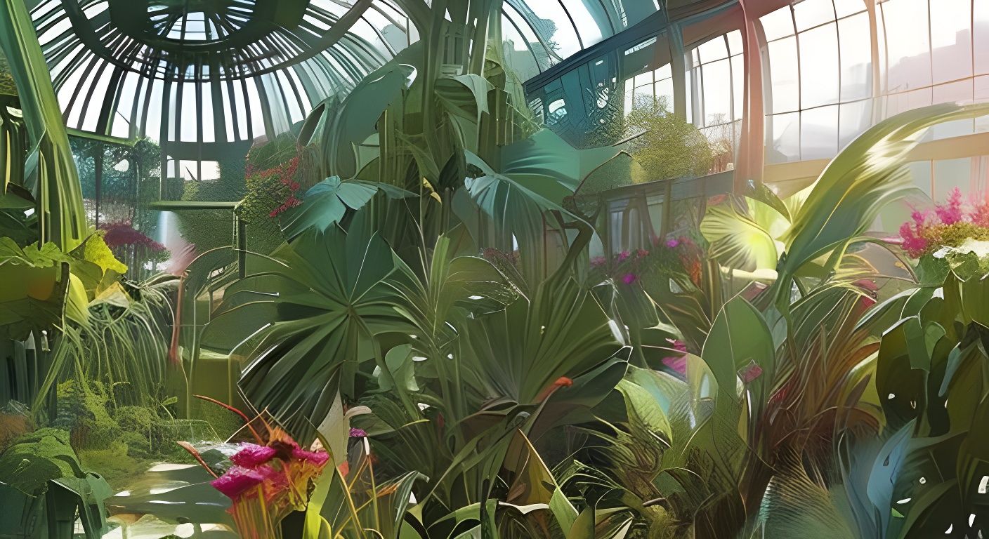 Solarpunk Greenhouse in Golden Hour Lighting