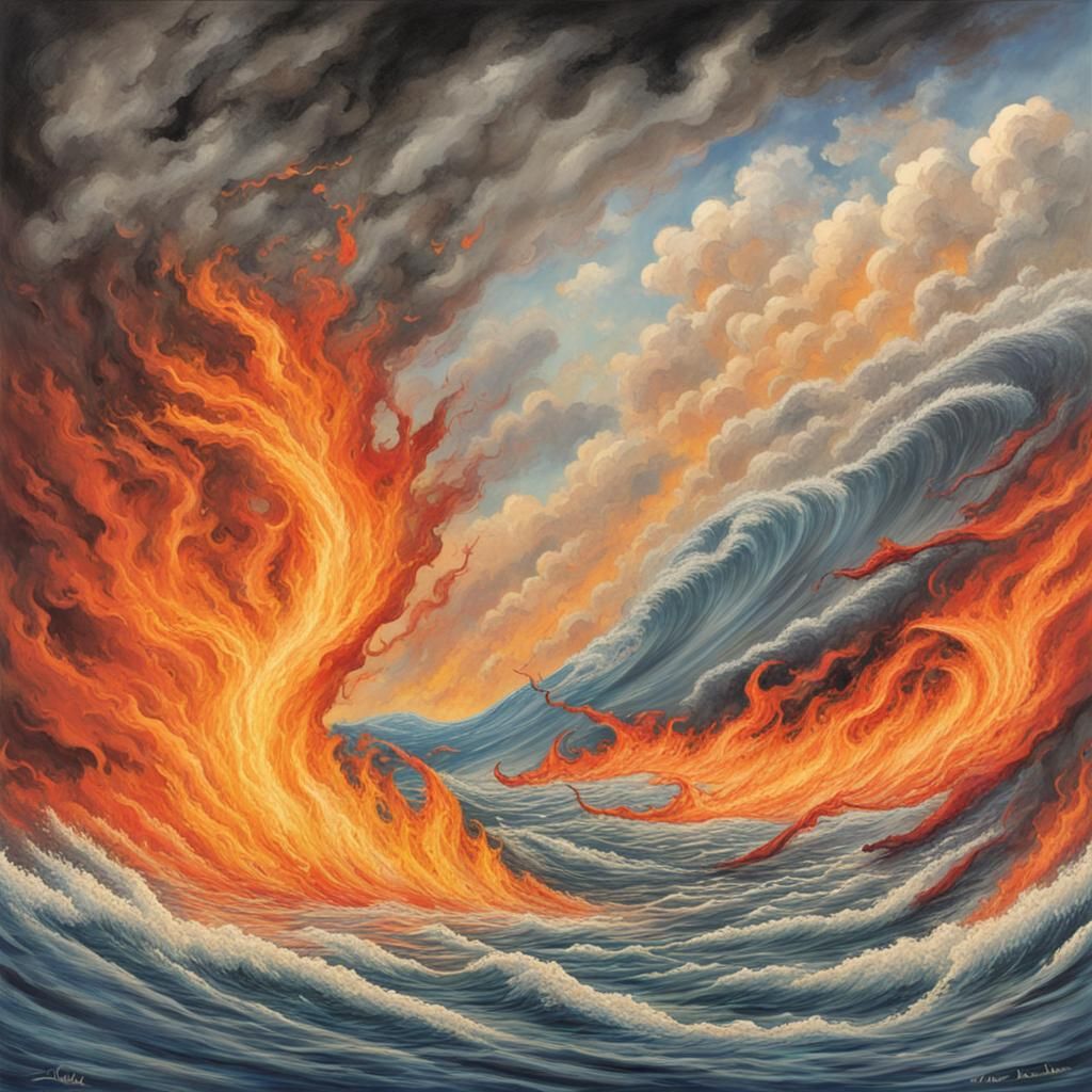 Elemental Harmony of Fire, Wind, Earth, and Water