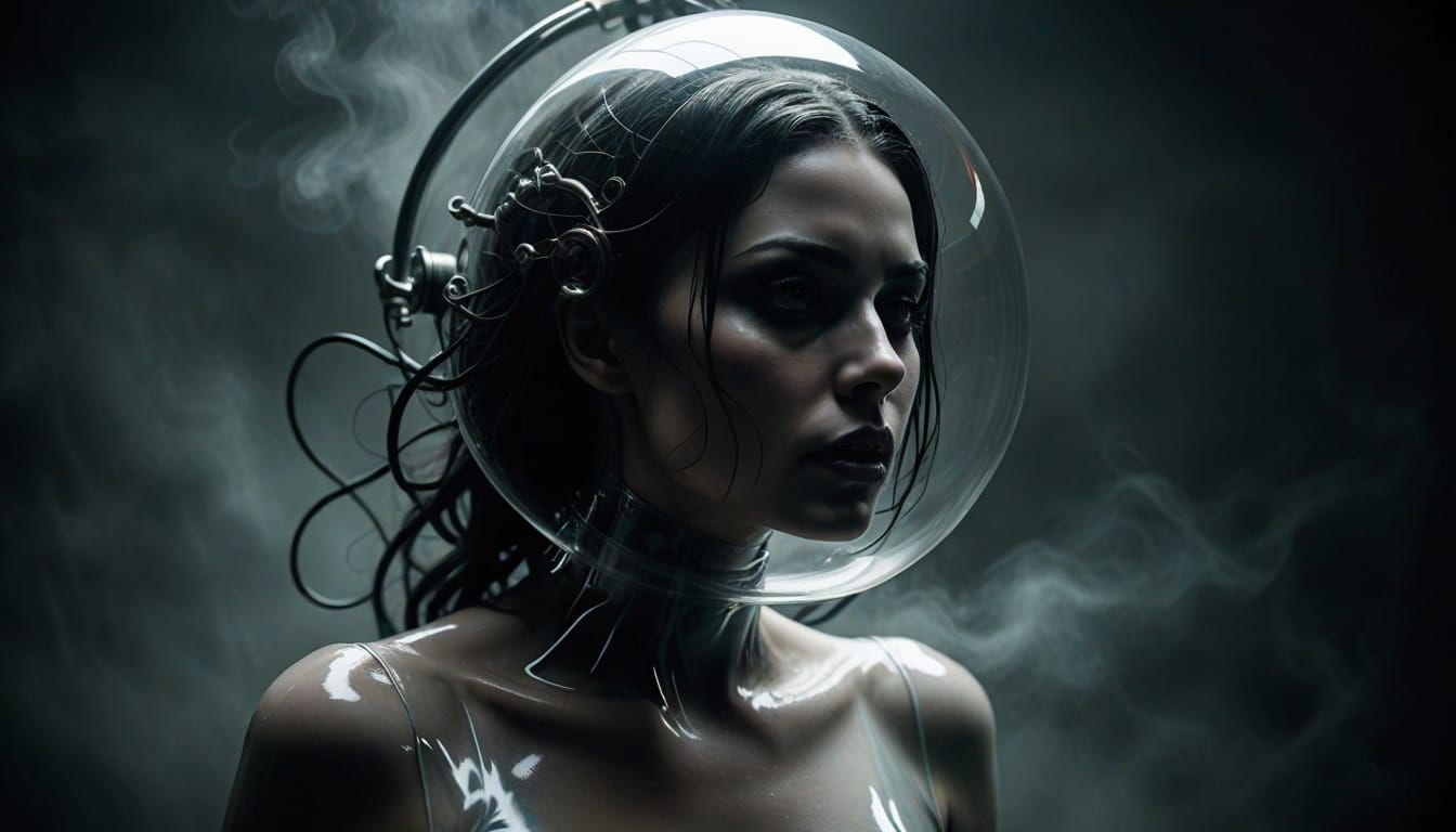 Woman Trapped in a Latex Vacuum Tube