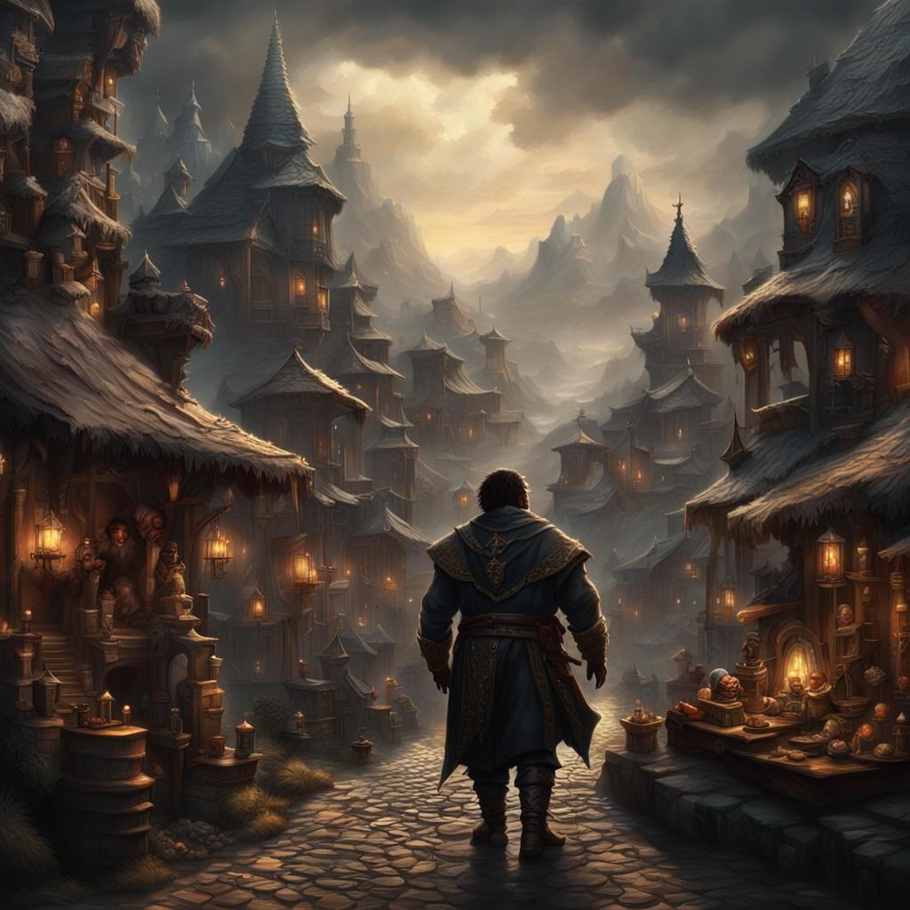 Dark Fantasy Halfling Merchant in Epic Cinematic Style
