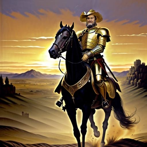 Don Quixote in Golden Armor, Velazquez Style