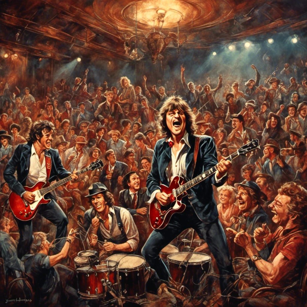 AC/DC Rock Concert in Retro Rockabilly Style