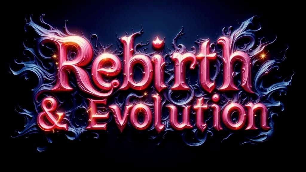 Rebirth and Evolution Text Illustration with Liquid Shadow