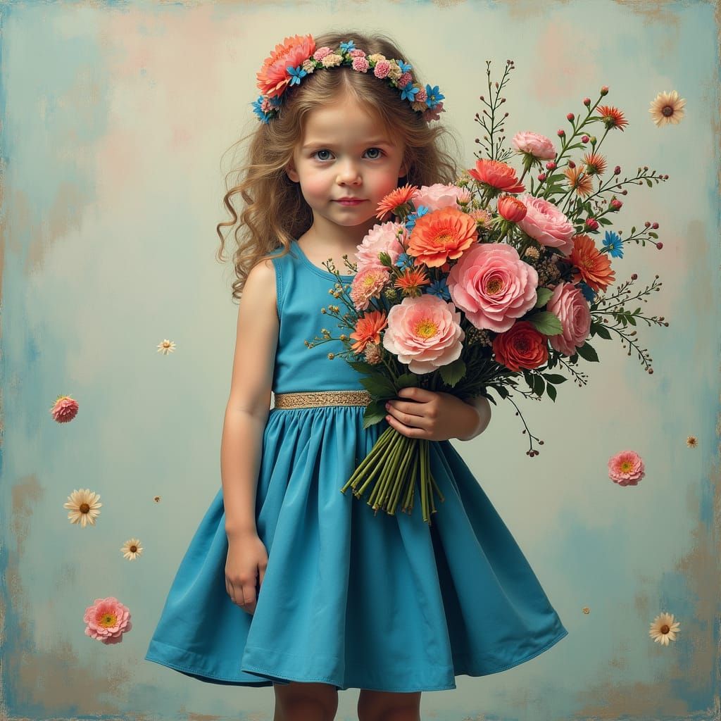 Girl with Flowers: Detailed Matte Painting