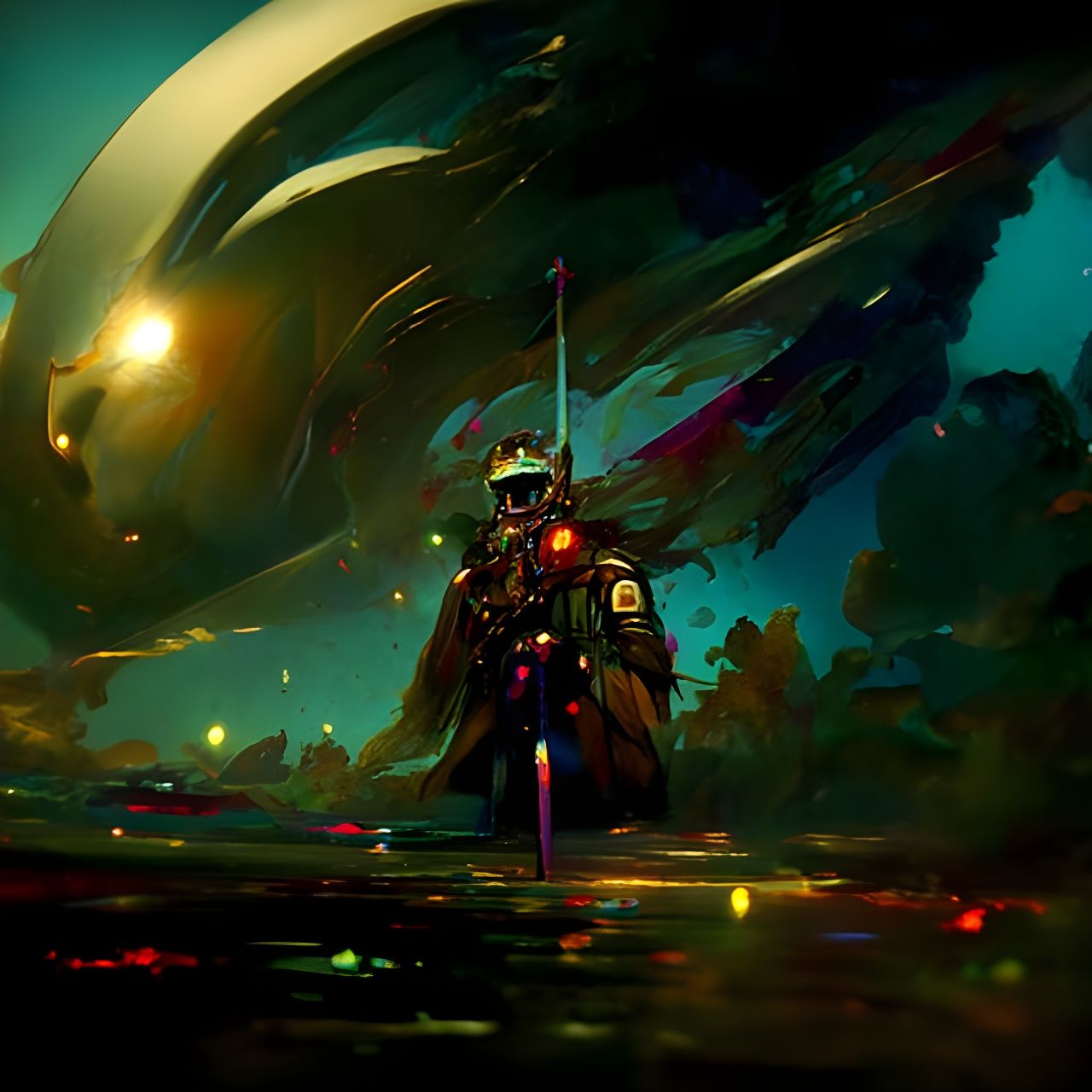 Fantasy Sci-Fi Commander in 80s Anime Style