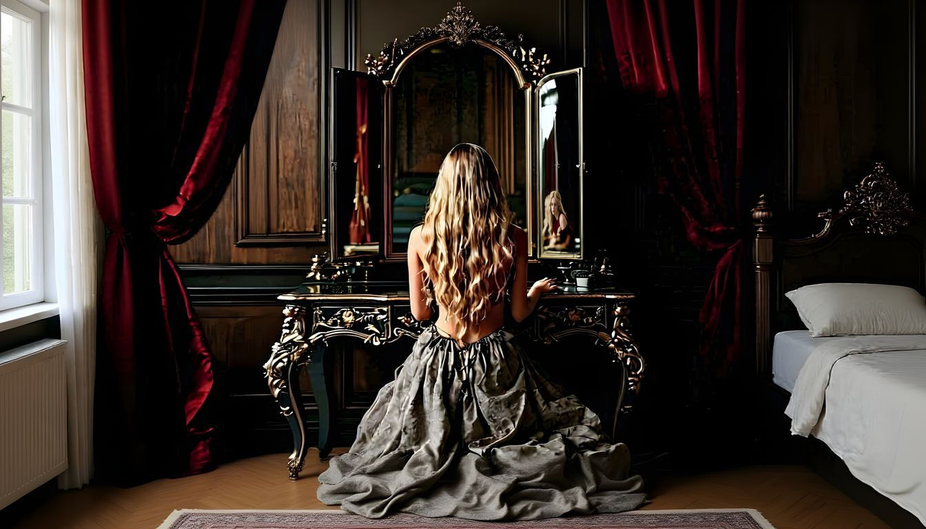 Baroque Dressing Table in Sumptuous Red Bedroom