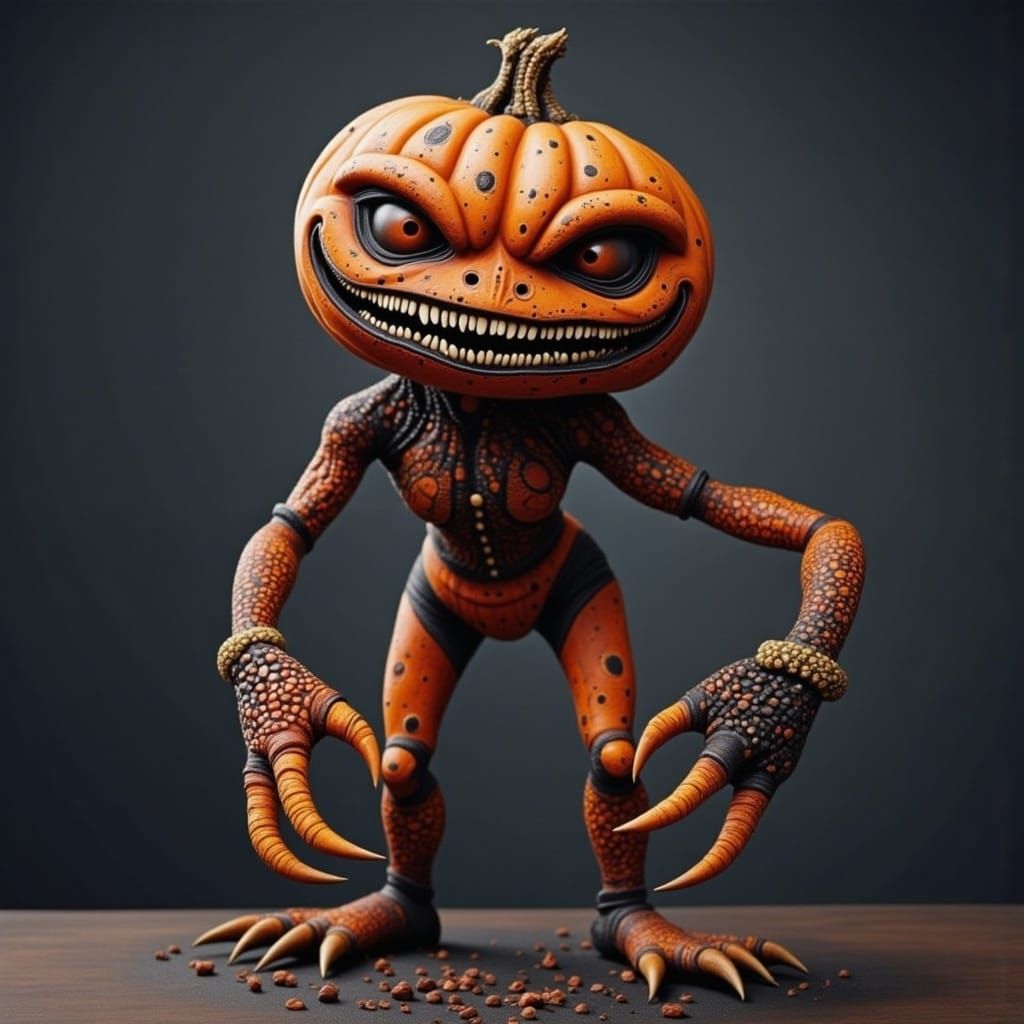 Harley Quinn Pumpkin Head in Dark Fantasy Style