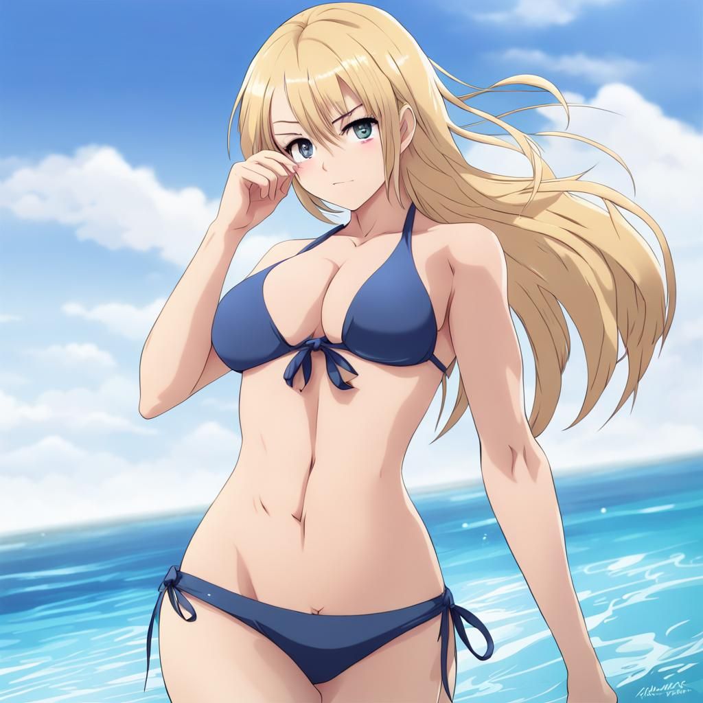 Blonde Woman in Bikini: Anime Key Visual