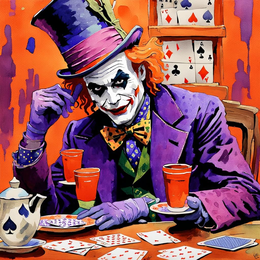 Mad Hatter's Tea Party in Post-impressionist Watercolour