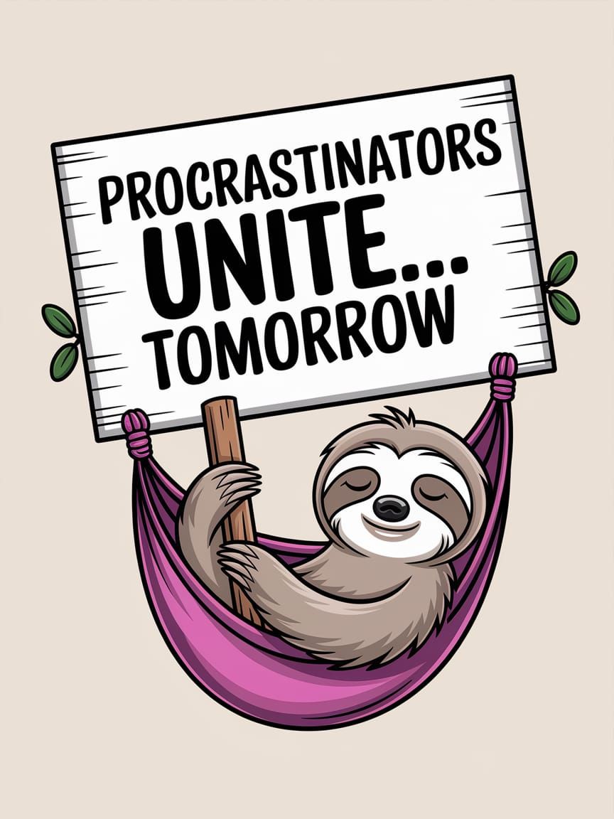Cute Sloth in Hammock Protests Procrastination