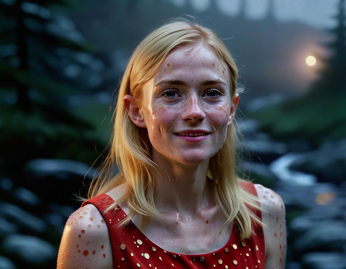 Ethereal Elf in Snowy Forest: Renaissance Oil Painting