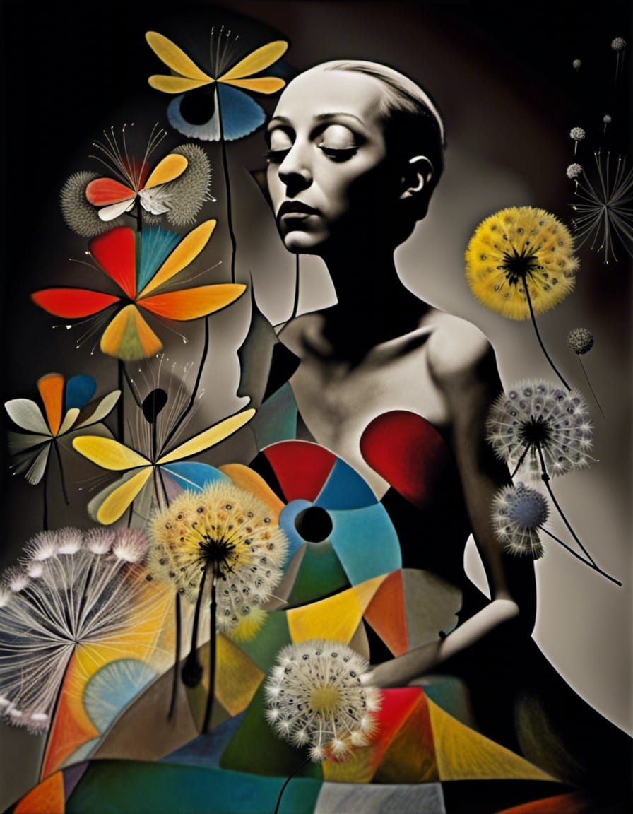 Winged Fairies in Dandelion Dreamscape, Surreal Art