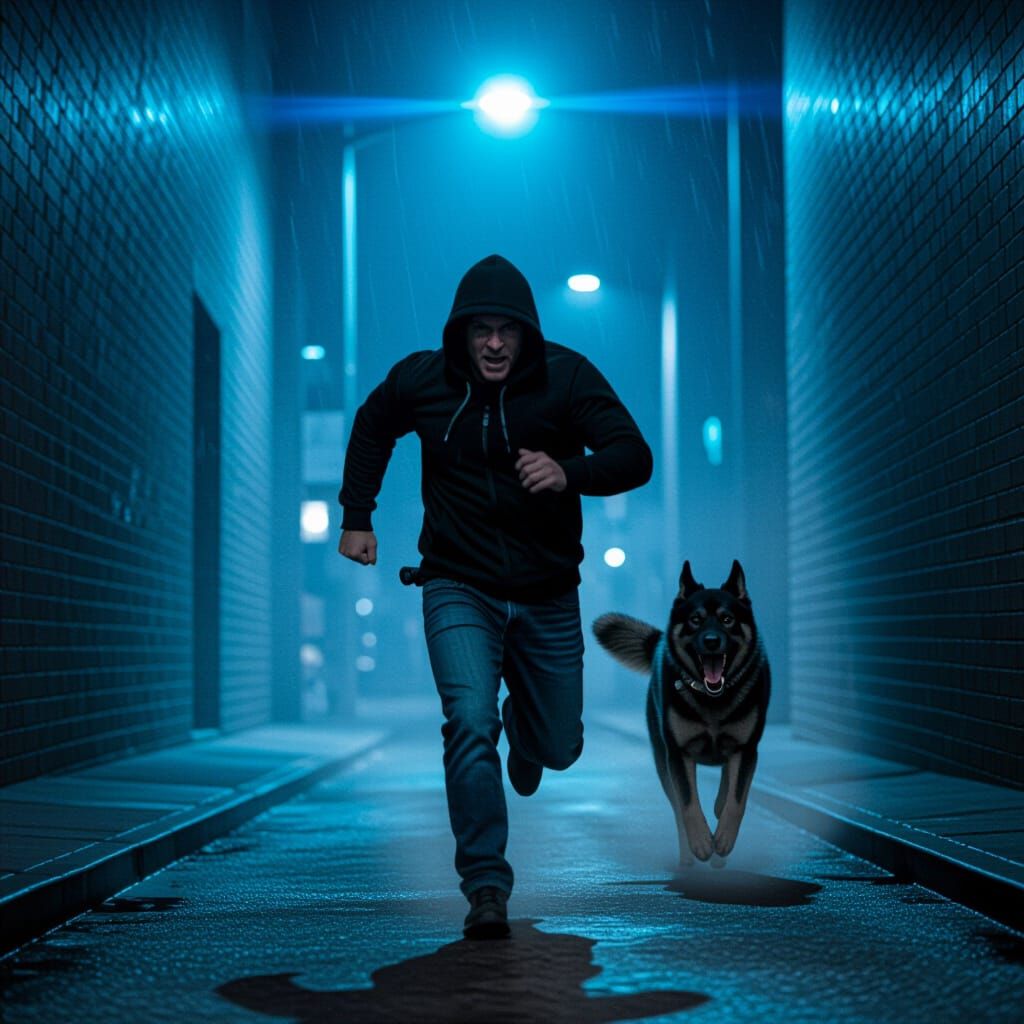 Man Flees Police Dog in Gritty Alleyway