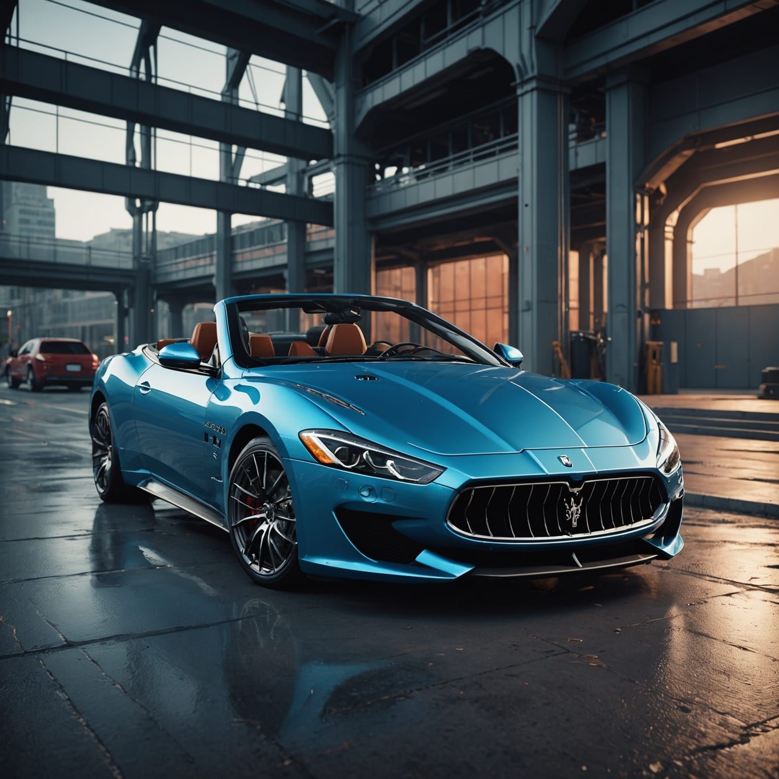Futuristic Maserati Gran Turismo Convertible in Sci-Fi Style