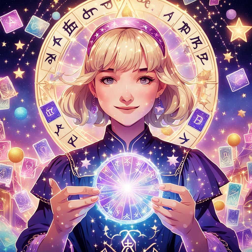 Anime Tarot Reader in Celebration with Phoenix Headband