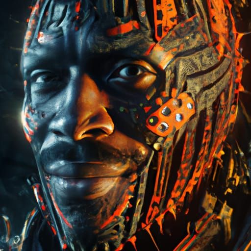 Hybrid African Warrior with Opera Motifs