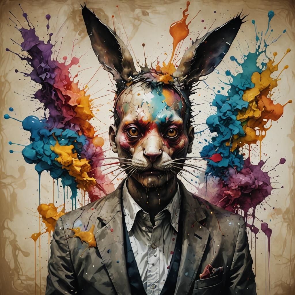 Trippy Hippotherapist Portrait with Alcohol Ink Splatter