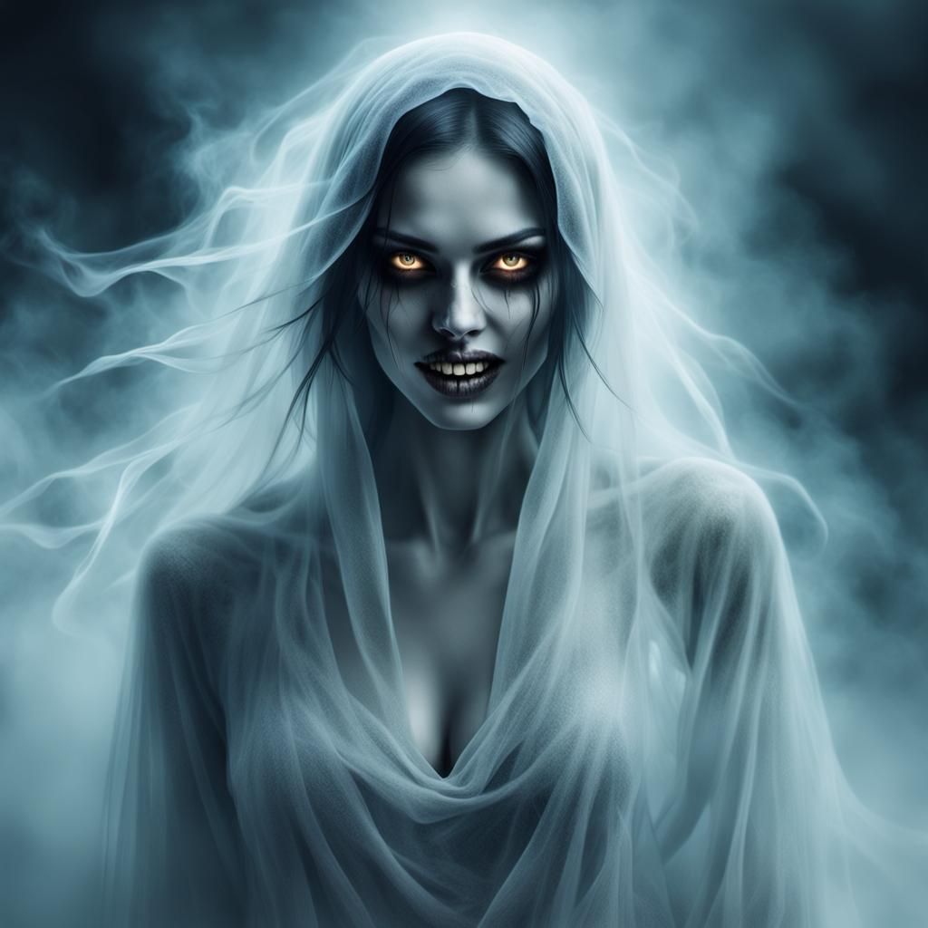 Ethereal Beauty: A Pale Ghost in Abstract Horror