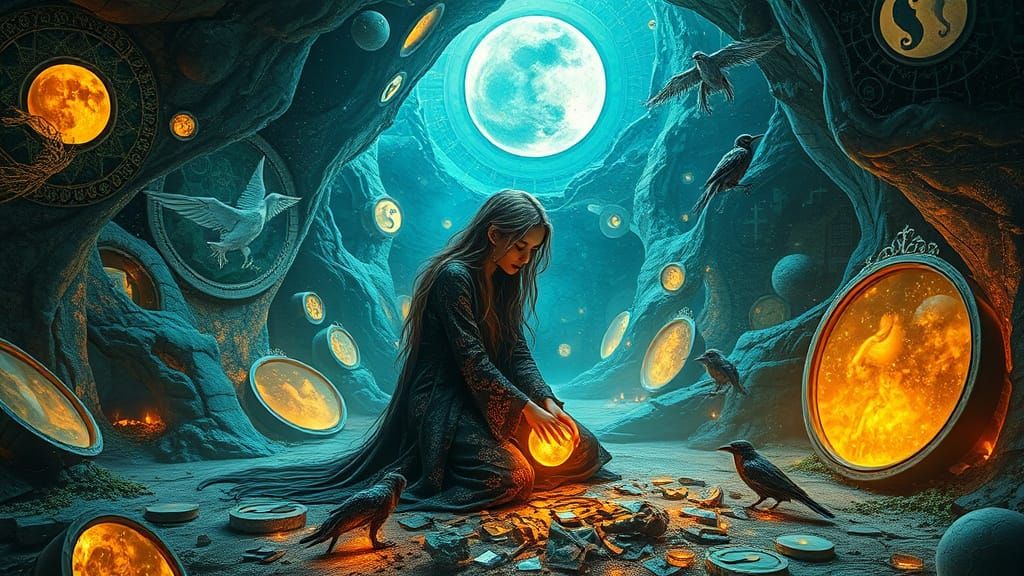 Surreal Bio-Art Fantasy Featuring a Witch in a Celestial Spa...