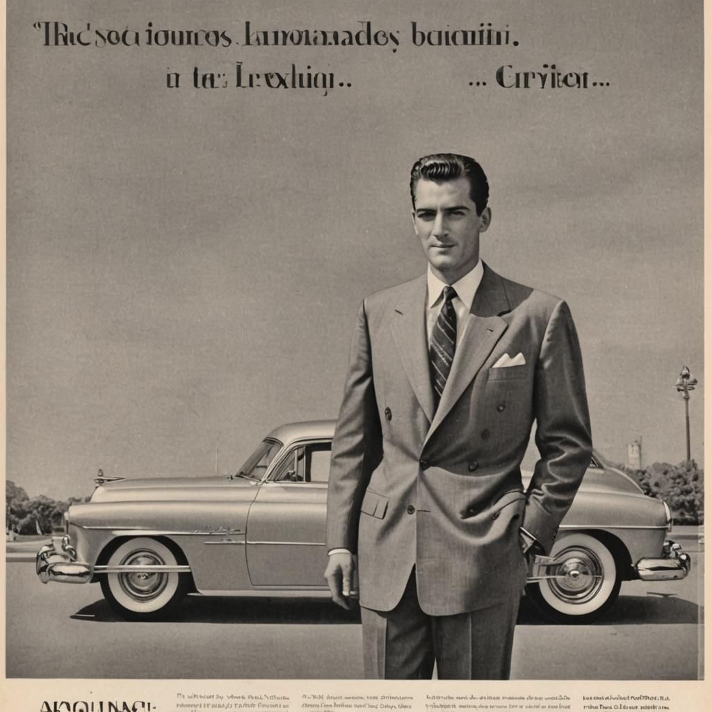 1950s Magazine Ad: Luxury Car and Handsome Man