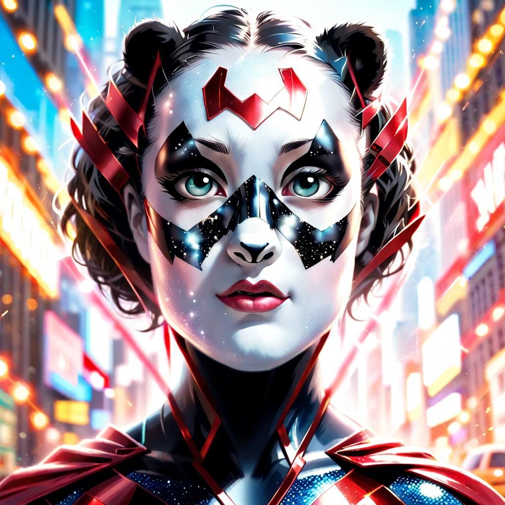 Panda Princess Superhero Portrait, Marvel Style
