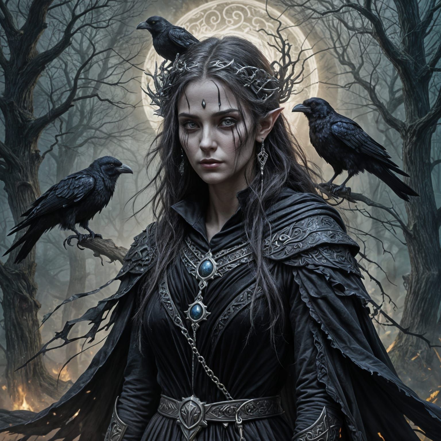 Shadar-Kai Elf Death Cleric with Raven