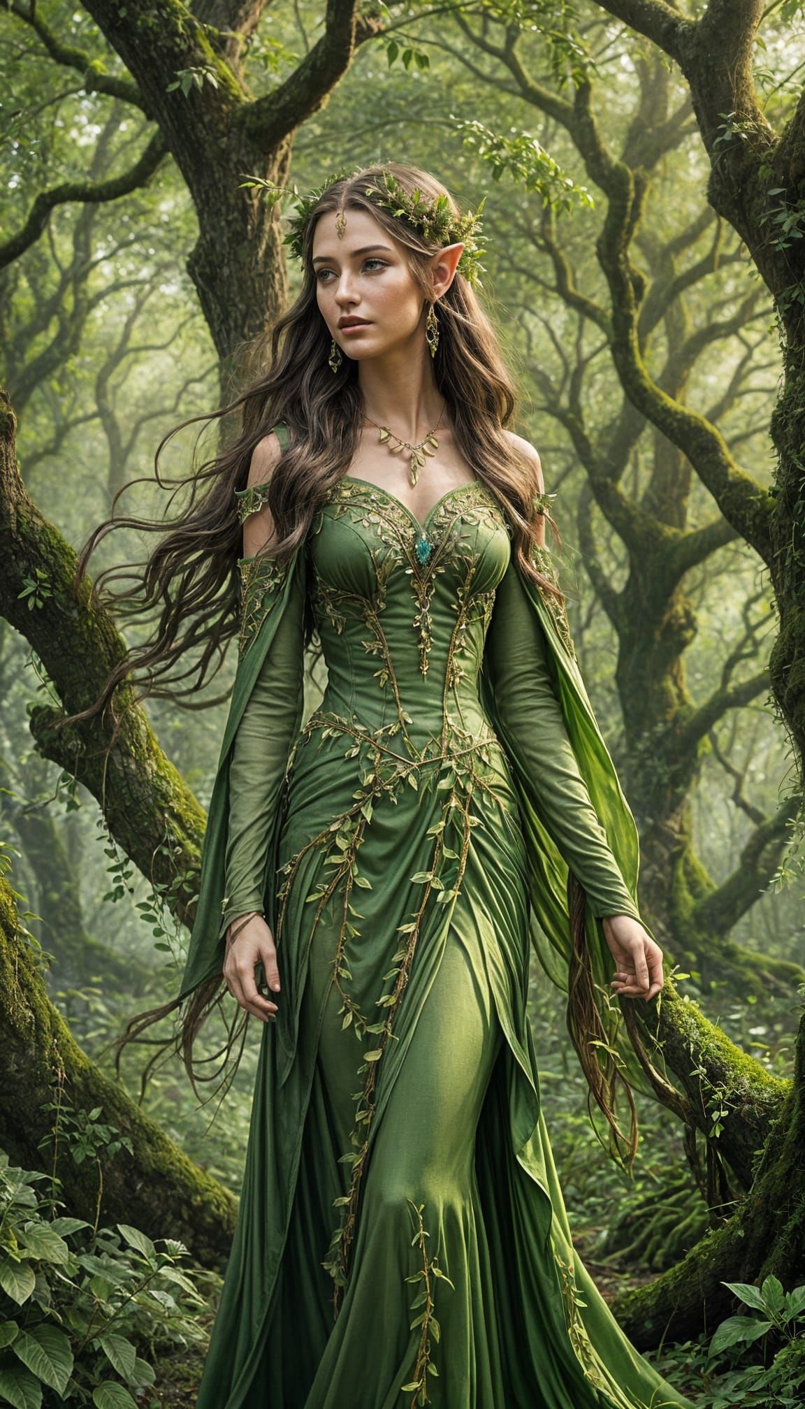 Elegant Forest Elf in Mystical Woodland