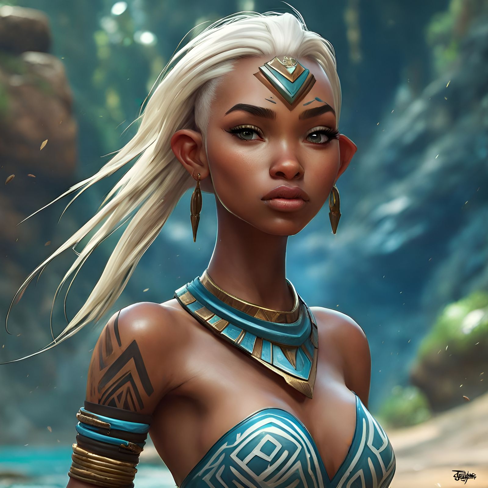 Kida of Atlantis in Latex Outfit: Digital Art