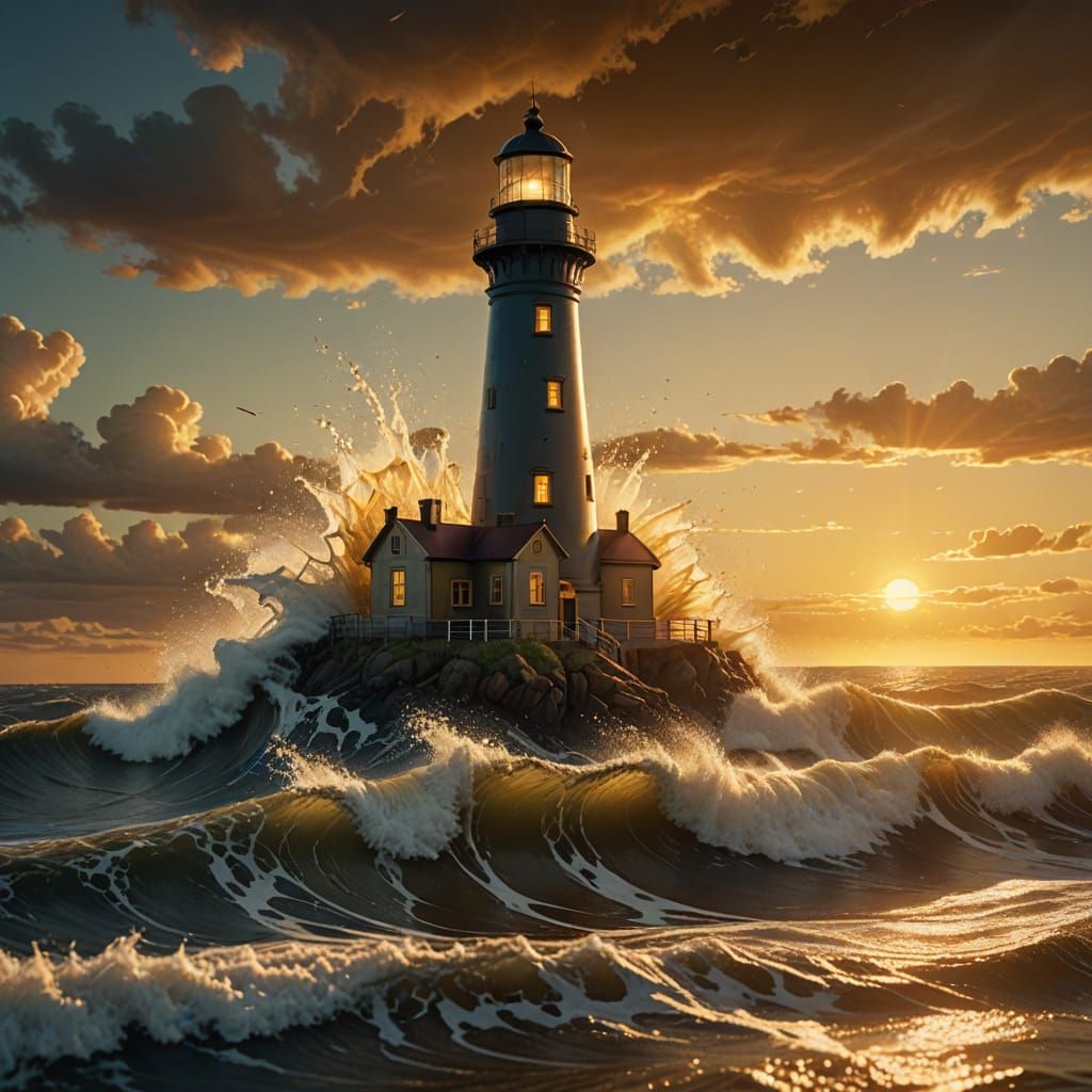 Glass Lighthouse Over a Beer Sea