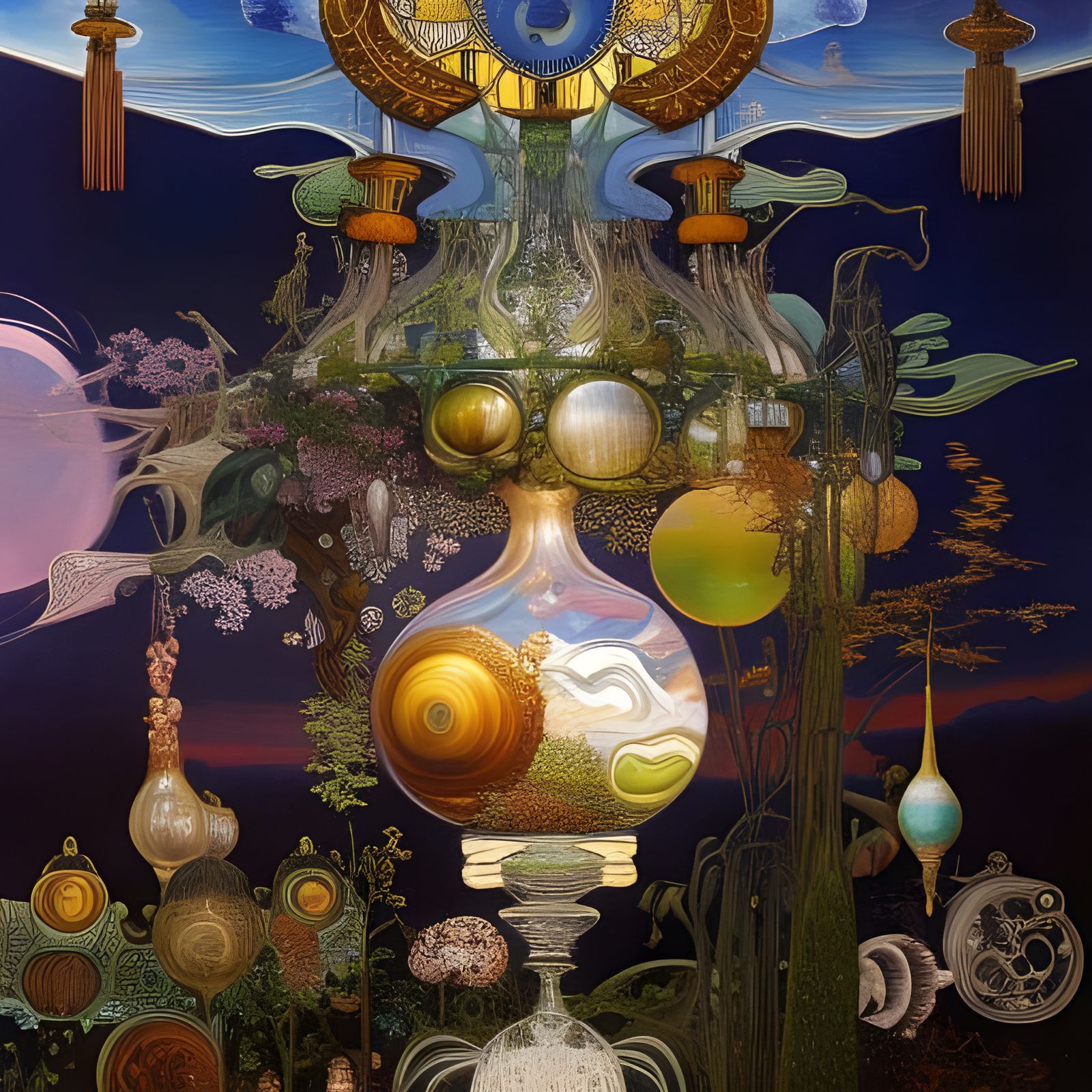 Surreal Landscape Inside Glass Jug: Giger, Bosch and Arcimbo...