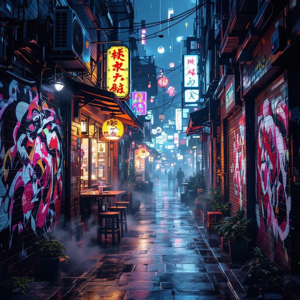 Neon Ramen Alley at Midnight: Dreamlike Urban Enchantment
