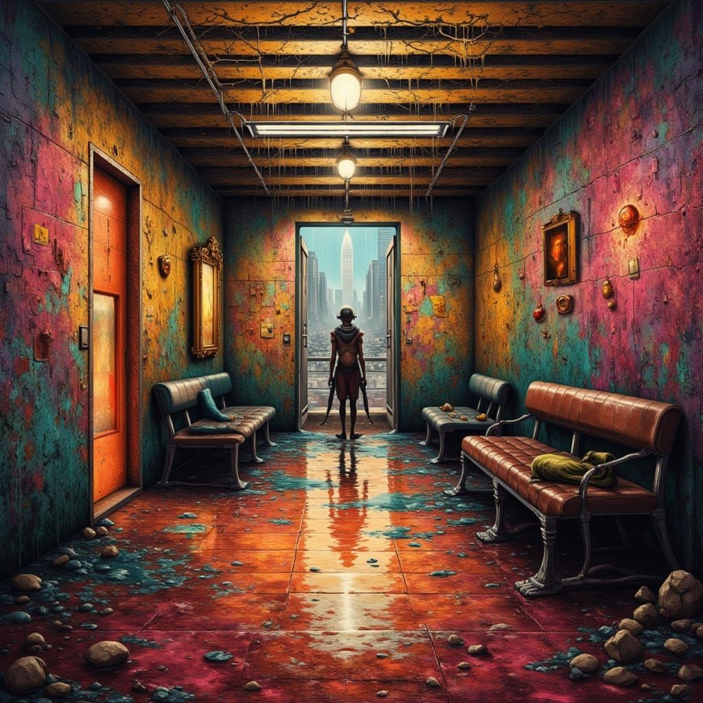 Surreal Subway Mutation in Watercolor and Psychedelic Hues