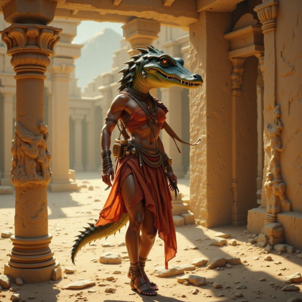 Ammit, Goddess with Crocodile Head in Tunisian Temple