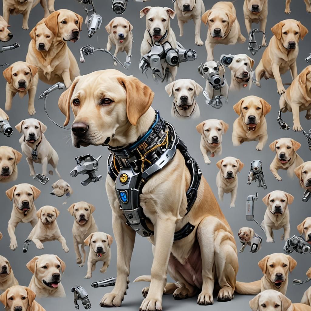 (Cyborg:1.3), yellow lab, ctborg dog, english head