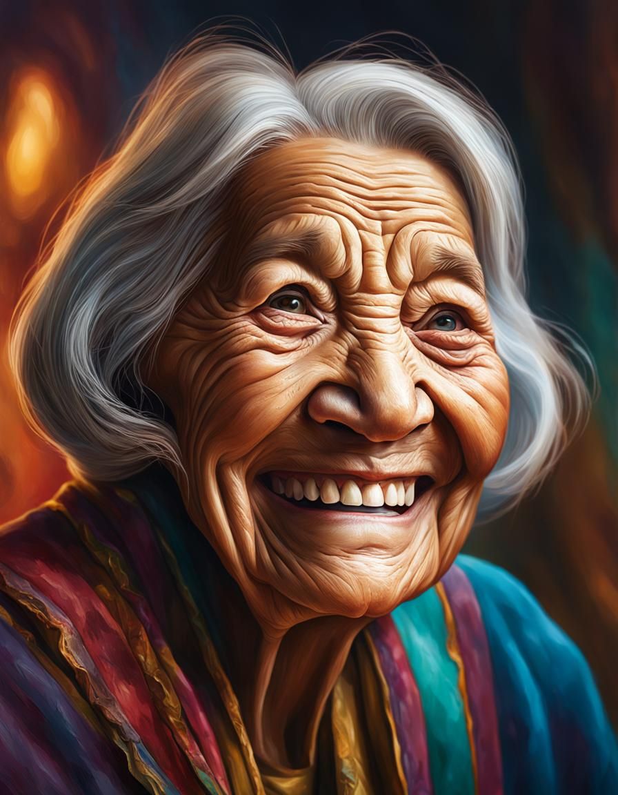Hyperrealistic Portrait of a Wise Old Woman