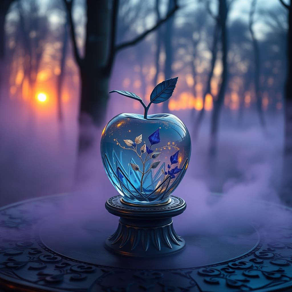 Crystal Apple Radiates Luxury on Ancient Table in Whimsical ...